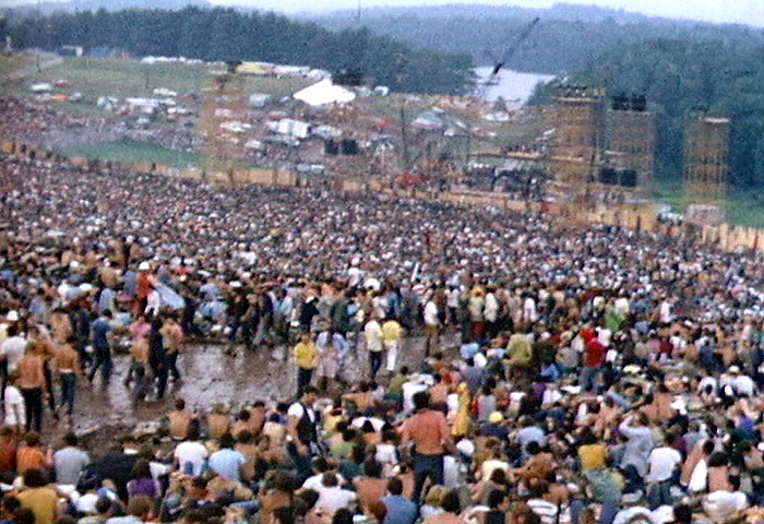 Woodstock crowd looking at stage